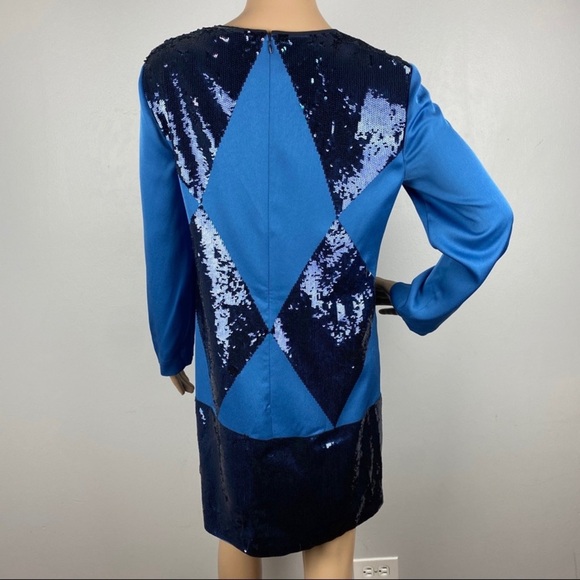 NEW TORY BURCH RUNWAY BLUE SEQUIN LONG SLEEVE MINI DRESS - Picture 7 of 11